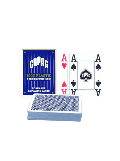 Póker kártya 100% plasztik, COPAG, kék, Jumbo Face 4 (4 nagy számmal)