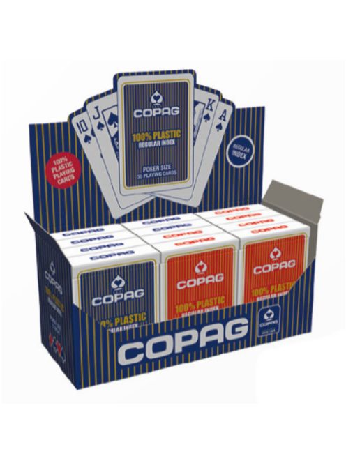 COPAG POKER CARD REGULAR INDEX 100% PLASTIC 1 CARD (12 PILLARS, 6DB RED AND 6DB BLUE)