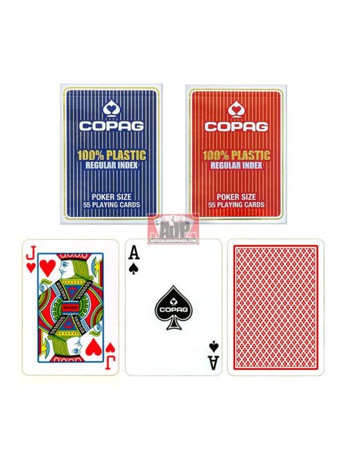COPAG POKER CARD REGULAR INDEX 100% PLASTIC 1 CARD (12 PILLARS, 6DB RED AND 6DB BLUE)