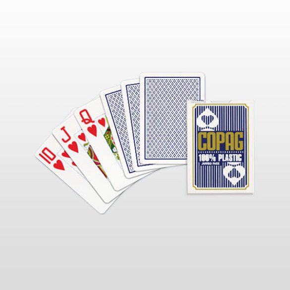 Póker kártya 100% plasztik, COPAG, kék, Jumbo Face (nagy számmal)