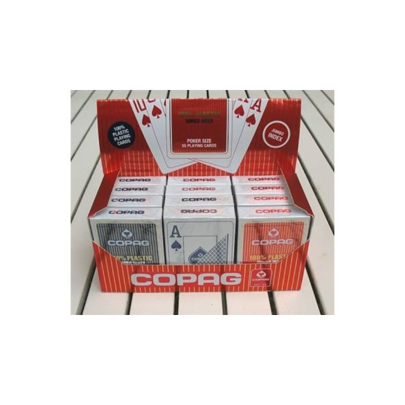 Copag Poker Cards Jumbo index 100% plastic 1 carton (12 packs, 6 red and 6 blue backed)