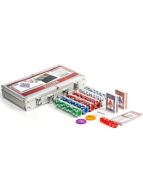 poker set Cartamundi Maverick 300pcs unnumbered 11.5gr chips in aluminium case