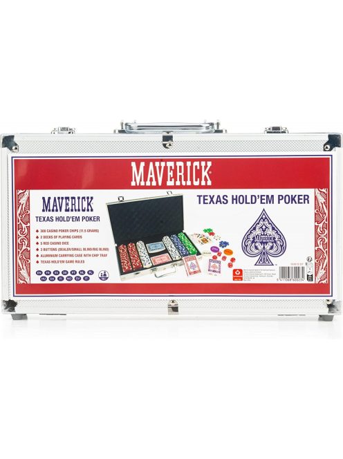 poker set Cartamundi Maverick 300pcs unnumbered 11.5gr chips in aluminium case
