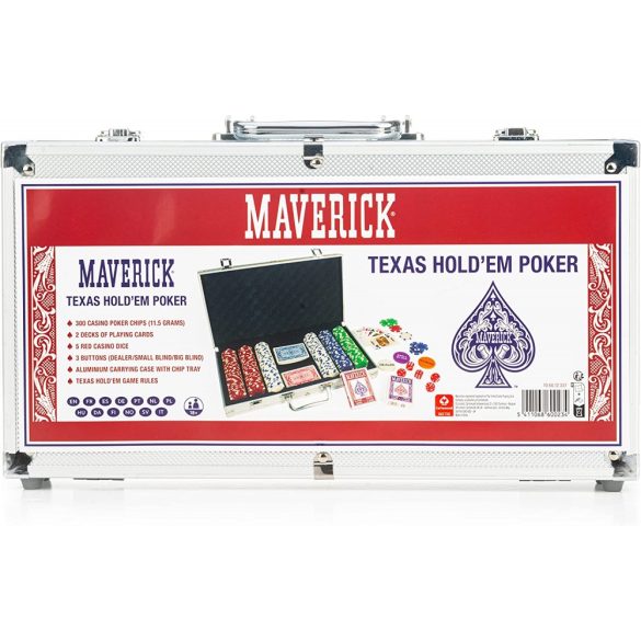 poker set Cartamundi Maverick 300pcs unnumbered 11.5gr chips in aluminium case