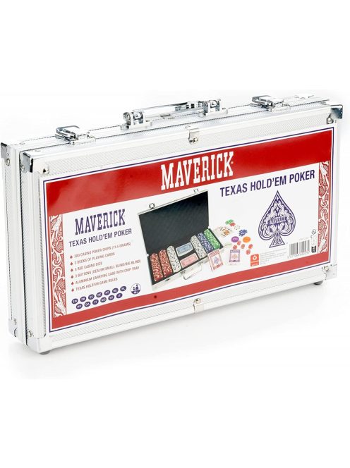 poker set Cartamundi Maverick 300pcs unnumbered 11.5gr chips in aluminium case
