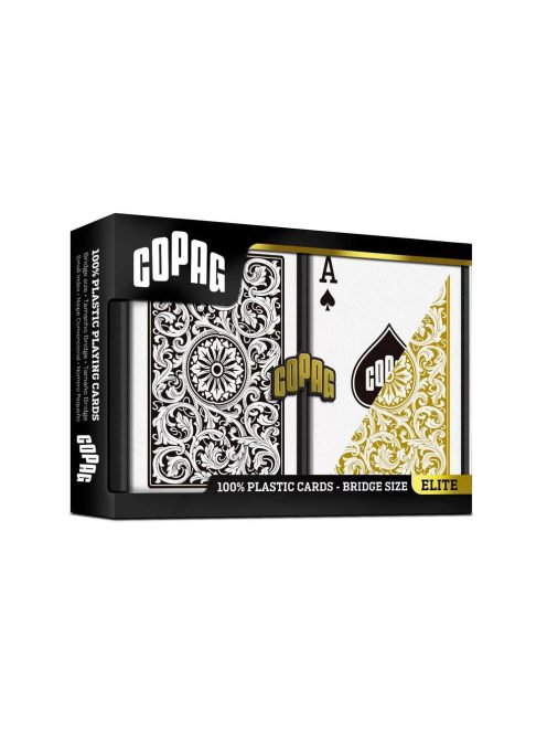 póker kártya bridge, 100% plasztik, COPAG 1546, Regular index, fekete-arany dupla csomag