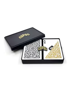   póker kártya bridge, 100% plasztik, COPAG 1546, Regular index, fekete-arany dupla csomag