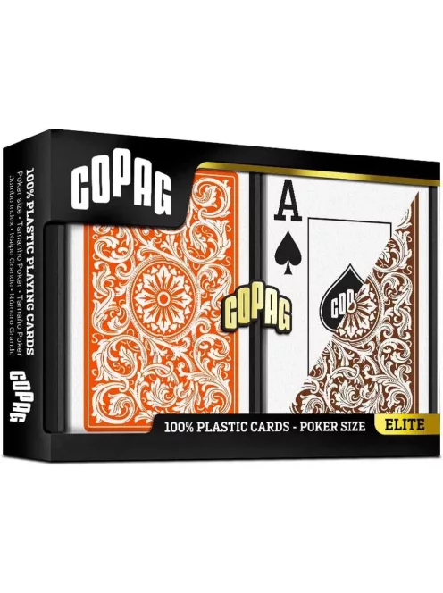 Póker kártya 100% plasztik, COPAG 1546 Elite, jumbo index, narancs-barna dupla pakli