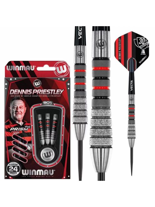 Dart szett steel Winmau Dennis Priestley Diamond 3-ZERO 24g, 90% gravírozott