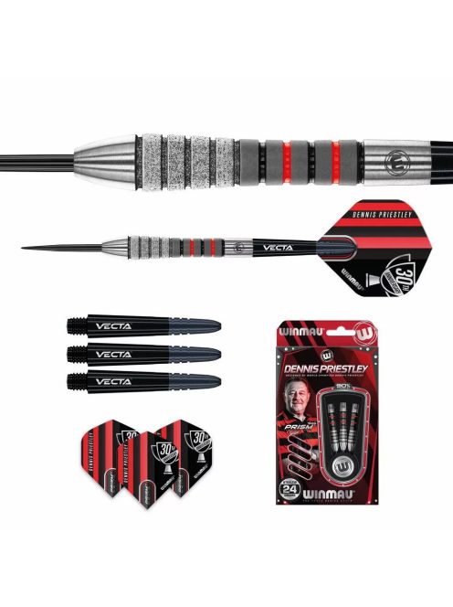 Dart szett steel Winmau Dennis Priestley Diamond 3-ZERO 24g, 90% gravírozott