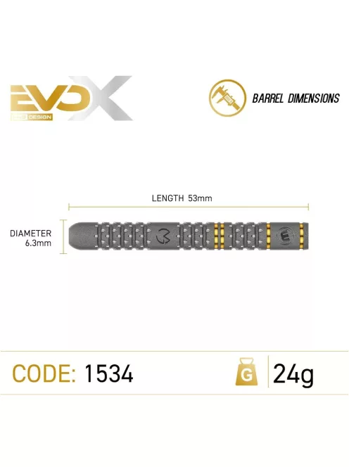Darts szett steel Winmau MvG Evo-X 21g, 90%