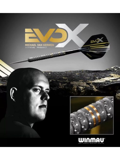 Darts szett steel Winmau MvG Evo-X 22.5g, 90%, limitált széria gravírozott