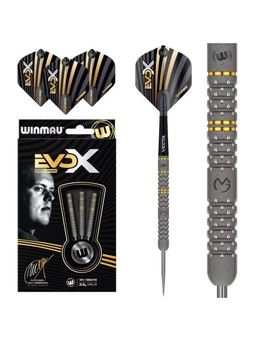 Darts szett steel Winmau MvG Evo-X 24g, 90% gravírozott