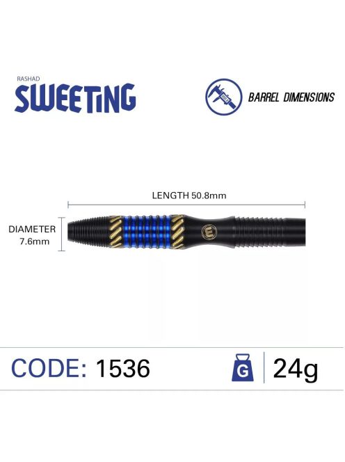 Darts szett steel Winmau Rashad Sweeting 24g, 90% gravírozott