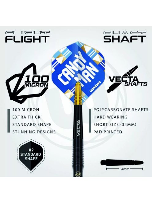 Darts szett steel Winmau Rashad Sweeting 24g, 90% gravírozott