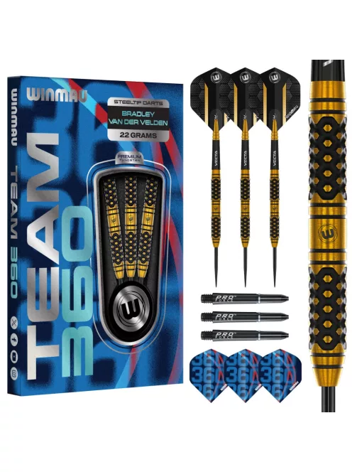 darts szett Winmau Team 360 Bradley Van Der Velden steel - 22g, 90% wolfram