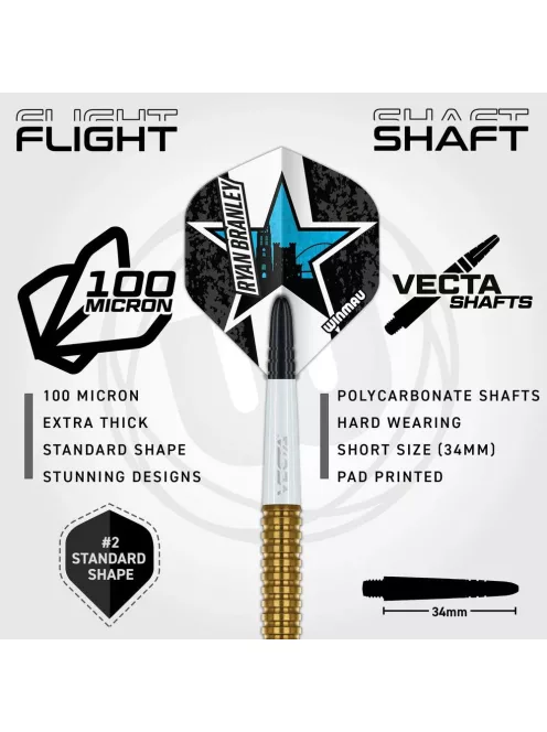 Darts szett steel Winmau Ryan Branley 23g, 90%