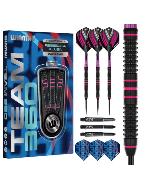 darts szett Winmau Team 360 Rebecca Allen Steel - 24g, 90% wolfram