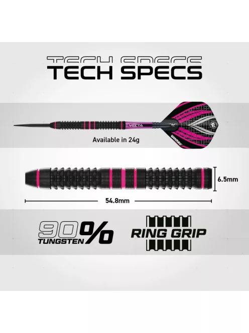 darts szett Winmau Team 360 Rebecca Allen Steel - 24g, 90% wolfram