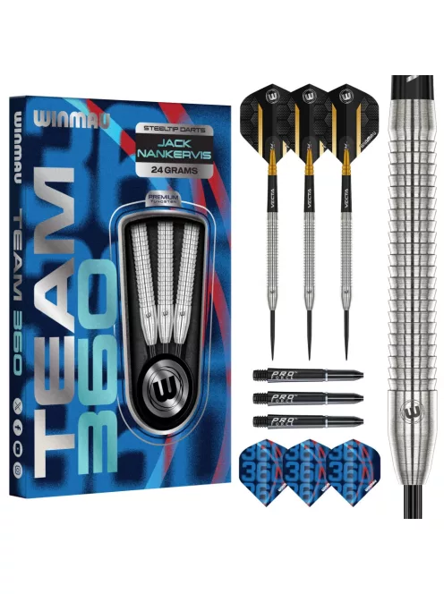 darts szett Winmau Team 360 Jack Nankervis Steel - 24g, 90% wolfram