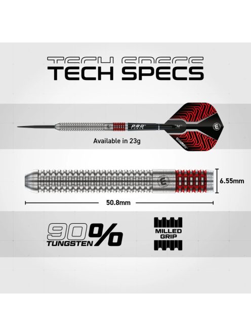 darts szett Winmau Team 360 Lewis Cook Steel - 23g, 90% wolfram gravírozott