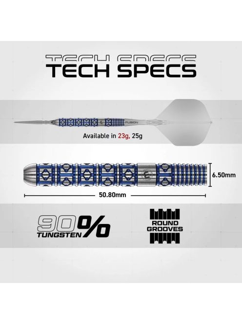 Dart szett steel Winmau SP Lunaris Parallel 23g, 90% gravírozott