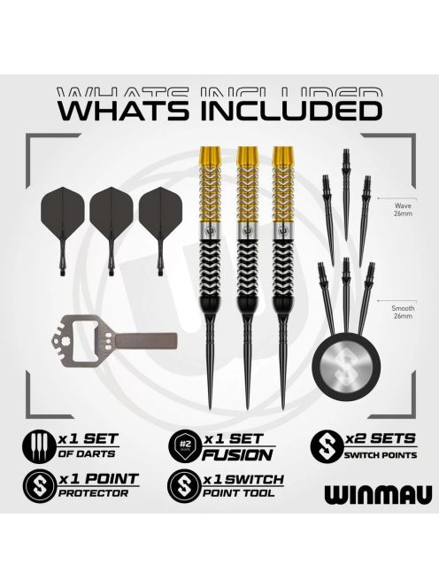 Dart szett steel Winmau SP Exion Parallel 23g, 90% gravírozott