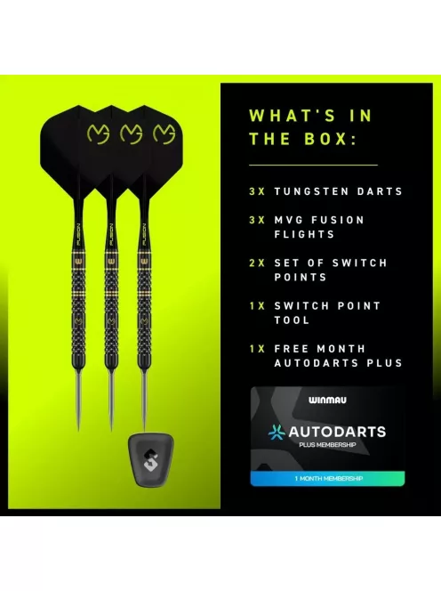 Darts szett steel WINMAU MvG W-MAX Switch Point, 22g 90%