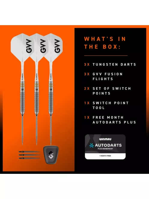 Darts szett steel Winmau Gian Van Veen W-MAX Switch Point Steeldarts, 23g, 90%