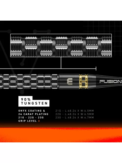 Darts szett steel Winmau Gian Van Veen TS-PRO Switch Point Steeldarts, 22g, 90%