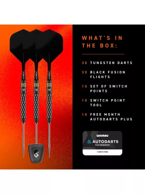 Darts szett steel Winmau Gian Van Veen TS-PRO Switch Point Steeldarts, 23g, 90%