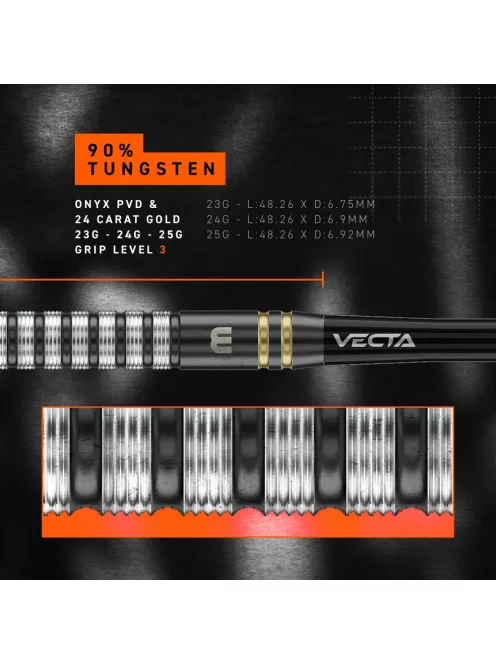 Darts szett steel Winmau Gian Van Veen TS Switch Point Steeldarts, 24g, 90%