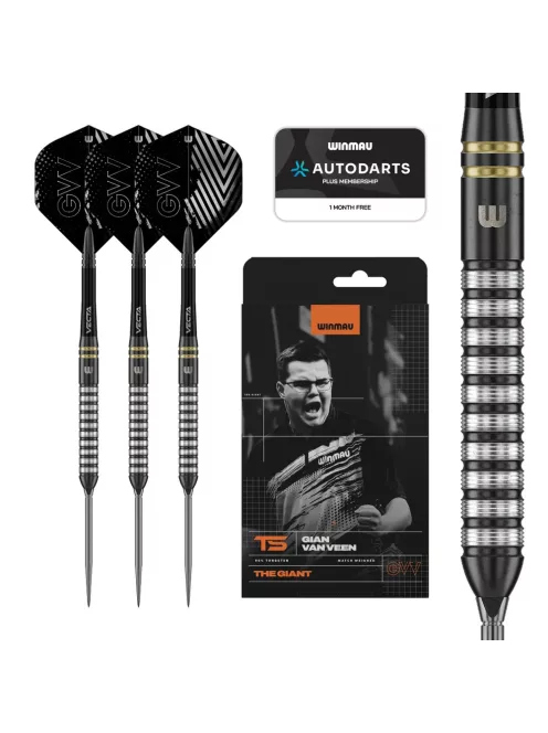Darts szett steel Winmau Gian Van Veen TS Switch Point Steeldarts, 25g, 90%