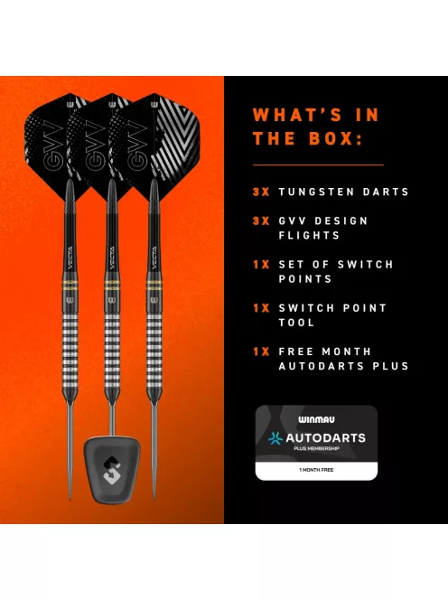 Darts szett steel Winmau Gian Van Veen TS Switch Point Steeldarts, 25g, 90%