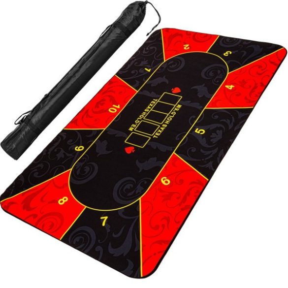 Poker tablecloth NewGen, rubberized, 200x900, black/red
