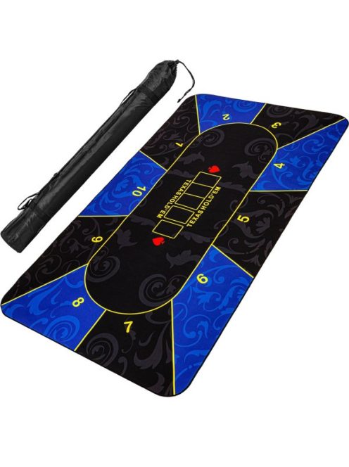 Poker tablecloth NewGen, rubberized, 200x900, black/blue