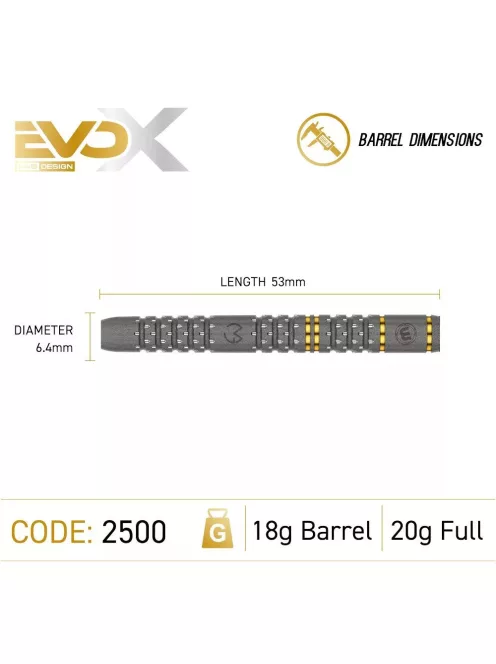 Darts szett soft Winmau MvG Evo-X 18g, 90% 