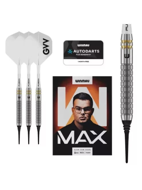 Darts szett soft Winmau Gian Van Veen W-MAX, soft 18g, 90%