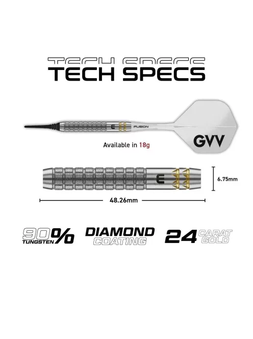 Darts szett soft Winmau Gian Van Veen W-MAX, soft 18g, 90%