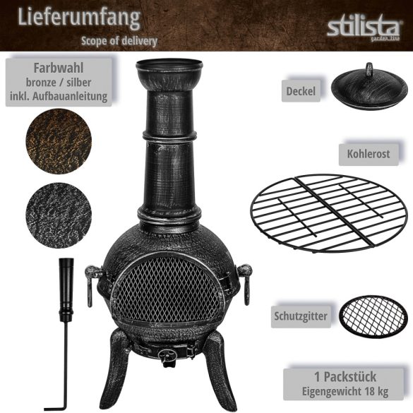 STILISTA®outdoorstove 112 cm, patio stove, silver