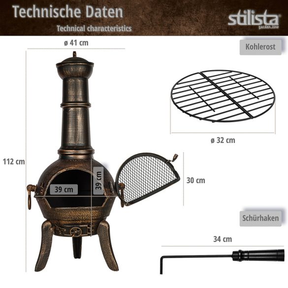 STILISTA®outdoorstove 112 cm, patio stove, silver