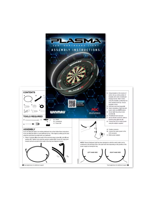 Darts világítás és falvédő csomag, Winmau Plasma  360 és Winmau Pro Line fekete falvédő