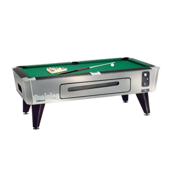Pool Table, Dynamic Premier, Silver, Pool, Size 7', with blue-green poster, chip tray