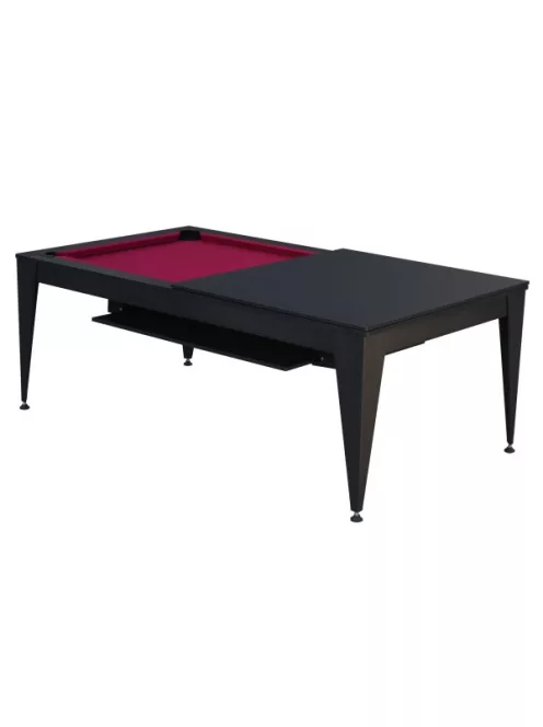 pool biliárdasztal / étkezőasztal,  Dynamic Vancouver III, 7', fekete/fekete, bordó szövet