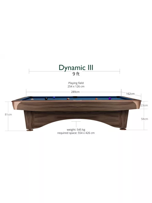 Pool Pool Table Pool, Dynamic III, 9', , Modern Brown
