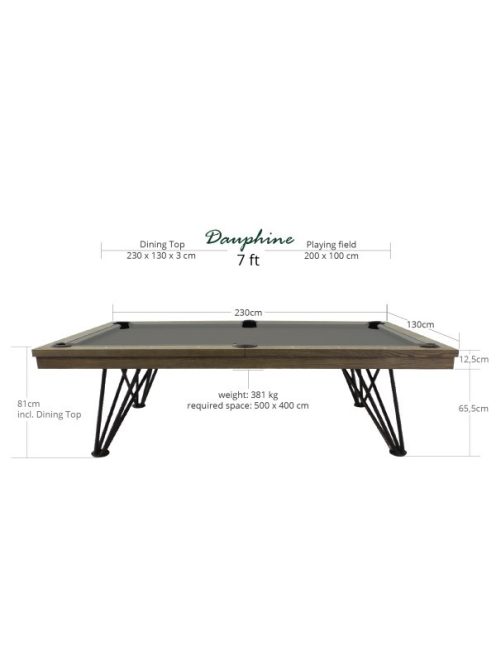 Biliárdasztal / étkezőasztal, Dynamic  Dauphine, ezüst tölgy, 8' vagy 7' méretben