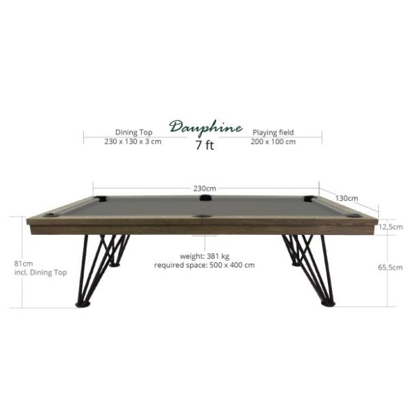 Billiard table / Dining table, Dauphine, Silver Oak, 8' or 7' size