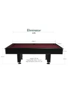 pool biliárd asztal Dynamic Eliminator 8' méret, fekete (szürke, bordő, kék vagy zöld szövettel)