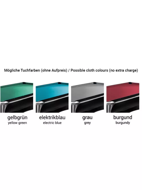 pool biliárd asztal Dynamic Eliminator 8' méret, fekete (szürke, bordő, kék vagy zöld szövettel)