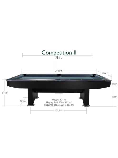  pool biliárdasztal Dynamic Competition II 9', matt fekete 